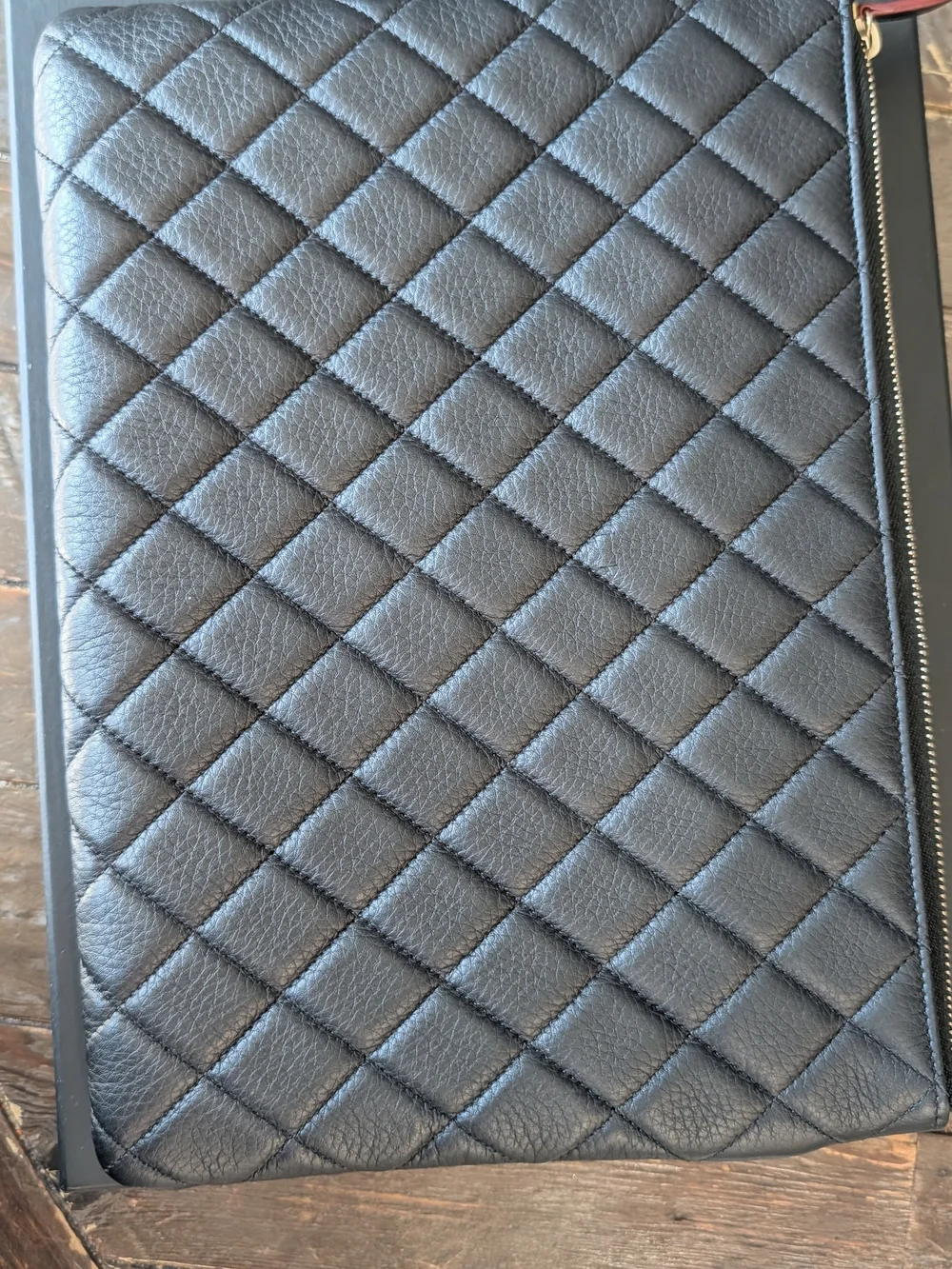 Chanel Black Quilted Leather Clutch/Pouch with Gold CC Logo